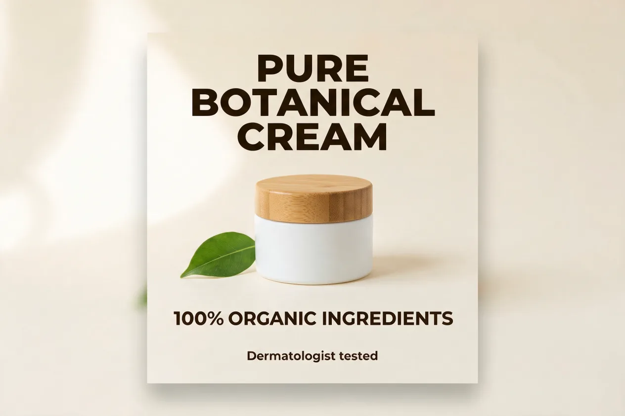 Generated skincare card with ORGANIC spelled correctly, otherwise identical