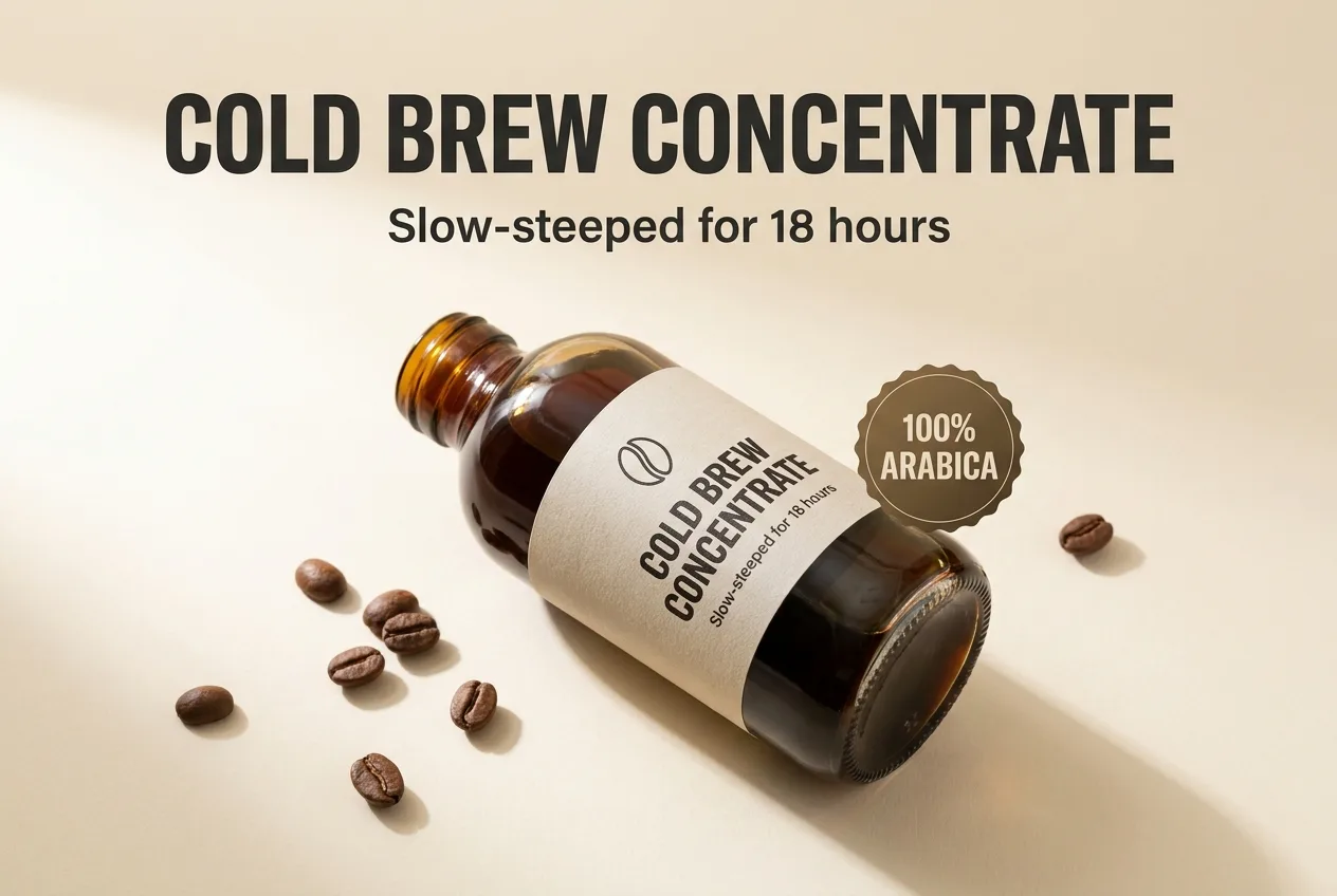 Original cold brew product infographic with English text