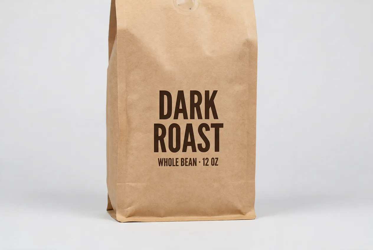 The same coffee-bag photo reading DARK ROAST, the bag and font otherwise identical